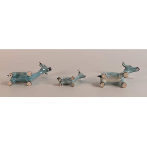 332 - Beswick, three blue gloss models of Giraffe (3)