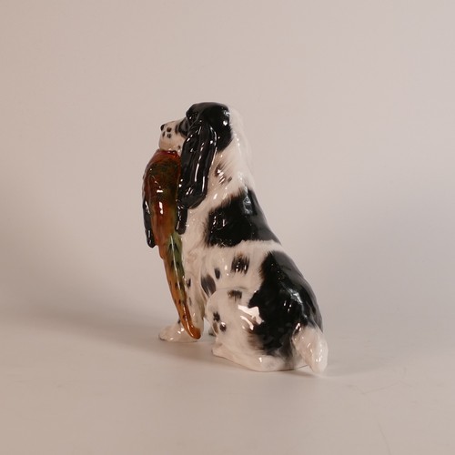 465 - Royal Doulton large model of seated black & white Setter & Pheasant HN1137, h.18cm.