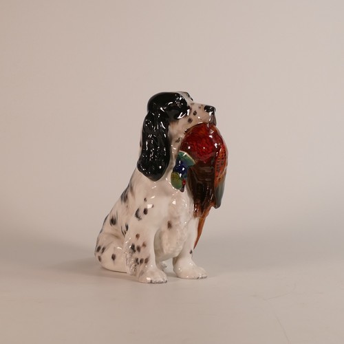 465 - Royal Doulton large model of seated black & white Setter & Pheasant HN1137, h.18cm.