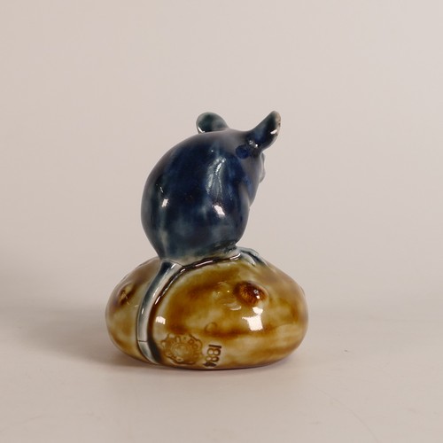 471 - George Tinworth for Doulton Lambeth, model of a mouse atop a bun with crumb in hand. Impressed 'GT' ... 