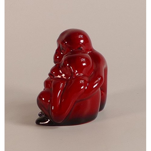 493 - Royal Doulton, Flambe model of embracing monkeys. Signed 'Noke' to base. Height: 7cm