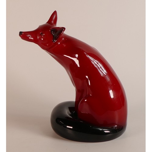 496 - Royal Doulton, Flambe model of a Seated Fox. Height: 24cm