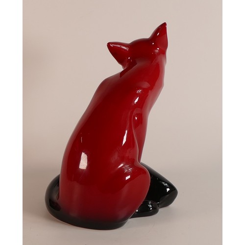 496 - Royal Doulton, Flambe model of a Seated Fox. Height: 24cm