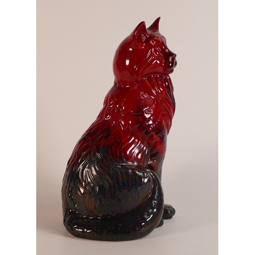 500 - Royal Doulton, veined Flambe fireside model of a seated cat. Height: 30cm