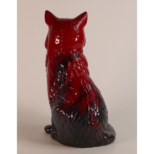 500 - Royal Doulton, veined Flambe fireside model of a seated cat. Height: 30cm