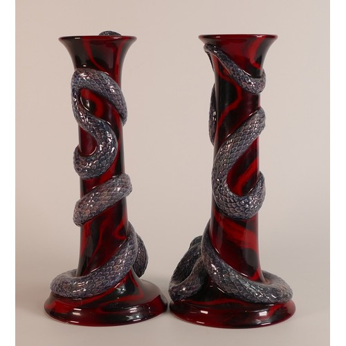 501 - Royal Doulton, pair of candlesticks - Archives Burslem Artwares Panya Snake Candlestick BA23 and Pun... 