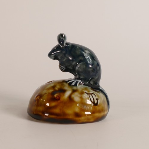 516 - George Tinworth for Doulton Lambeth, model of a mouse atop a bun with crumb in hand. Impressed 'GT' ... 