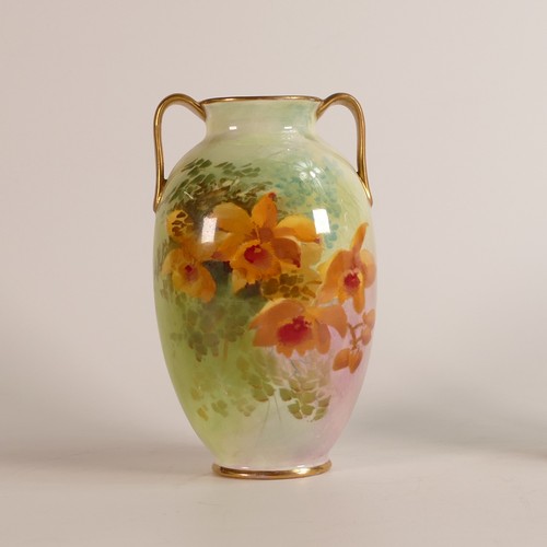 522 - Royal Doulton, hand painted twin handled vase with floral sprays by Dewsberry together with small ju... 