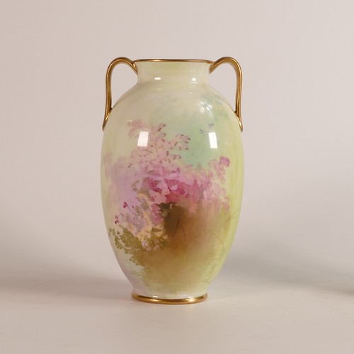 522 - Royal Doulton, hand painted twin handled vase with floral sprays by Dewsberry together with small ju... 