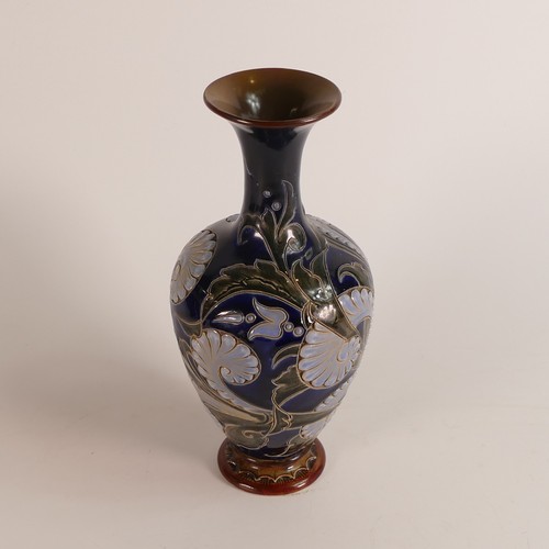 538 - Florence Barlow for Doulton Lambeth, a Stoneware vase decorated with panel of four birds on branch, ... 