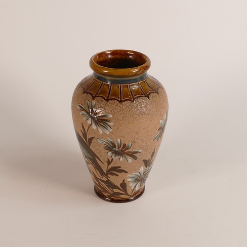 543 - Florence Barlow for Doulton Lambeth, a Stoneware small vase, Pate sur Pate decorated all around with... 