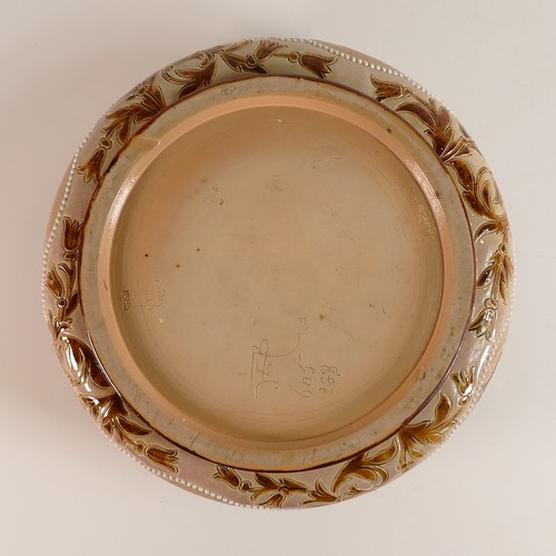 544 - Florence Barlow for Doulton Lambeth, a Stoneware footed bowl, Pate sur Pate decorated all around wit... 