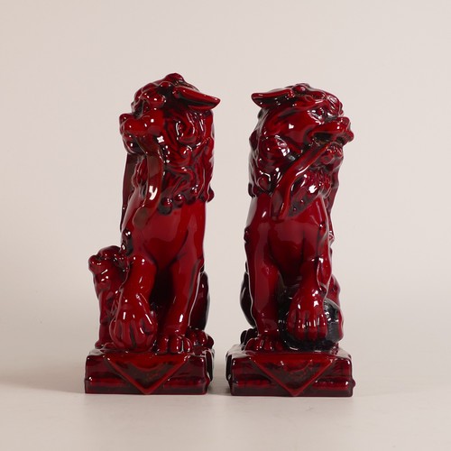 560 - Royal Doulton pair of Flambe Archives figures Qinghai Fu Dogs, height 8cm.  Boxed with certificate, ... 