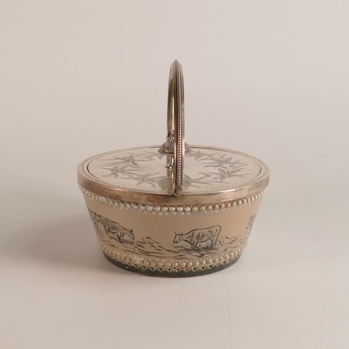 567 - Hannah Barlow for Doulton Lambeth, a Stoneware jar with silver plated handle and lid, marked Mappin ... 