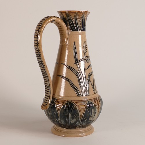 568 - Hannah Barlow for Doulton Lambeth, an early Stoneware ewer, incised decoration all around with duck ... 