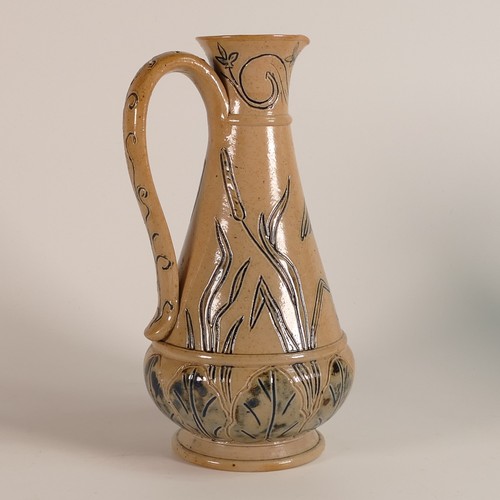 571 - Hannah Barlow for Doulton Lambeth, an early Stoneware ewer, incised decoration all around with a sea... 