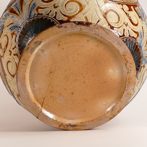 600 - Florence Barlow for Royal Doulton Lambeth, Stoneware Jardiniere. Body has moulded Art Nouveau motifs... 