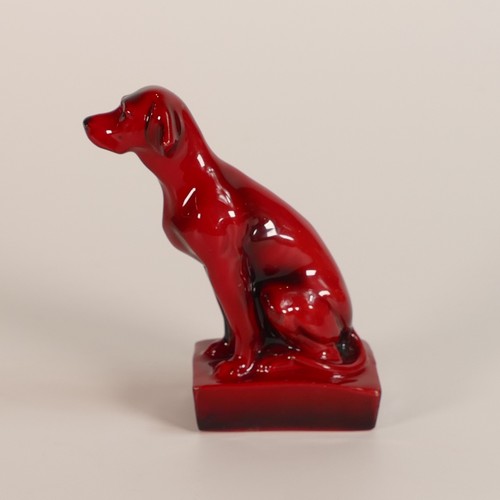 617 - Royal Doulton, Flambe model of a seated Labrador. Modelled on a square base. Printed black 'Royal Do... 