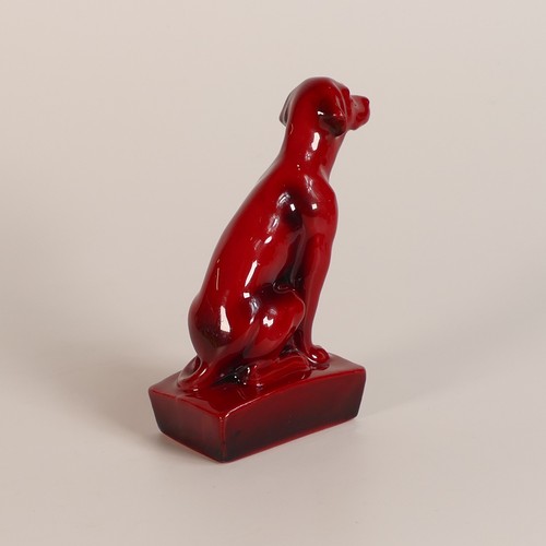 617 - Royal Doulton, Flambe model of a seated Labrador. Modelled on a square base. Printed black 'Royal Do... 