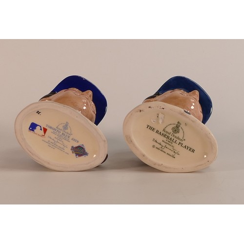 655 - Royal Doulton, small character jugs The Baseball player D6878 and Toronto Blue Jays D6973 (2)