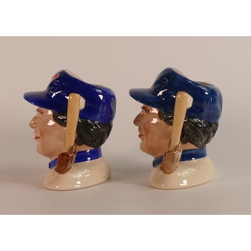 655 - Royal Doulton, small character jugs The Baseball player D6878 and Toronto Blue Jays D6973 (2)