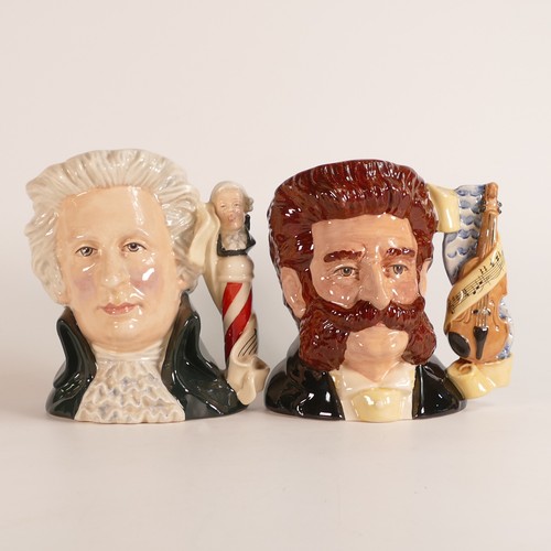 663 - Royal Doulton, large character 'Composer Series' jugs includes Johann Strauss II D7097, Mozart D7031... 