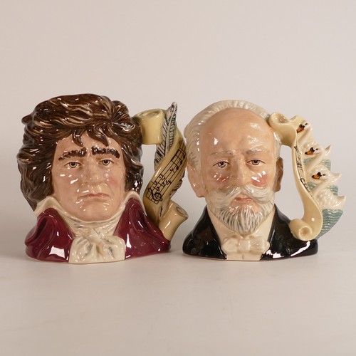 690 - Royal Doulton, large character 'Composer Series' jugs includes Beethoven D7021, Tchaikovsky D7022, S... 