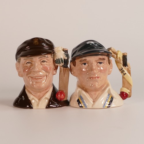 734 - Four small Royal Doulton character jugs to include Jack Hobbs D7131, Len Hutton D6945, Freddie Truem... 