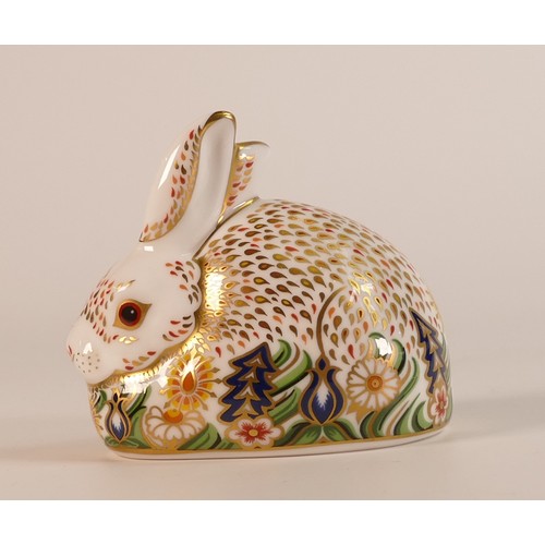 769 - Royal Crown Derby, Rowsley Rabbit paperweight. Gold stopper with certificate.