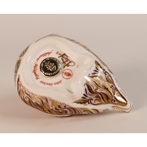 770 - Royal Crown Derby, Ashbourne Hedgehog paperweight. Gold stopper with certificate.