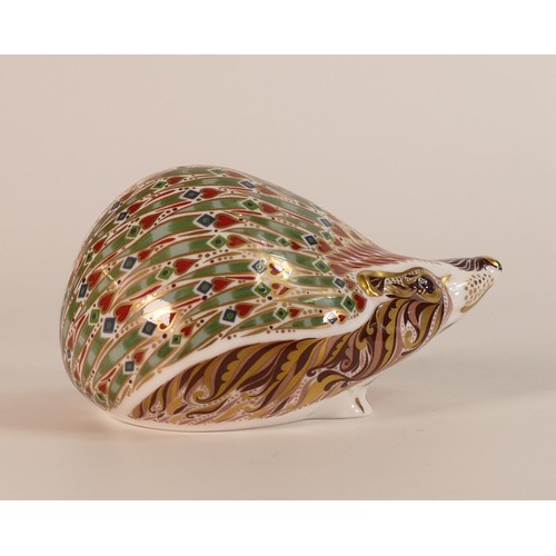 770 - Royal Crown Derby, Ashbourne Hedgehog paperweight. Gold stopper with certificate.