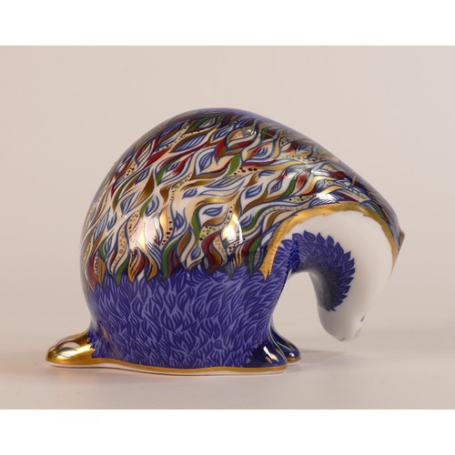 772 - Royal Crown Derby, Buxton Badger paperweight. Gold stopper with certificate. Boxed.