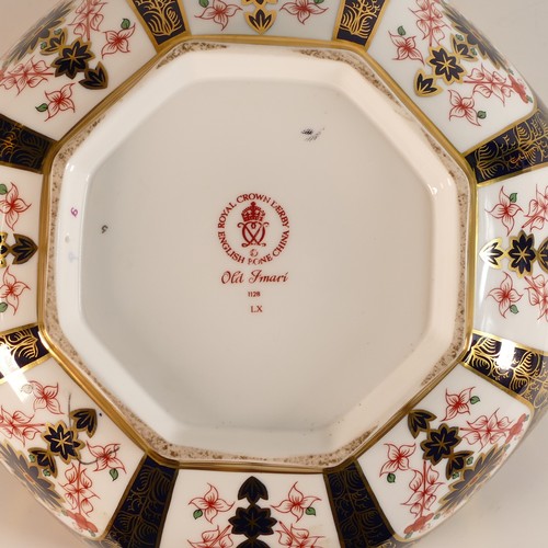 775 - Royal Crown Derby Octagonal bowl decorated in the 1128 Old Imari design, D.21cm, factory seconds.