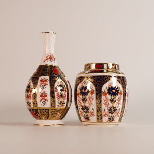 780 - Royal Crown Derby ginger jar & cover and vase, decorated in the 1128 Old Imari design, tallest h.17.... 