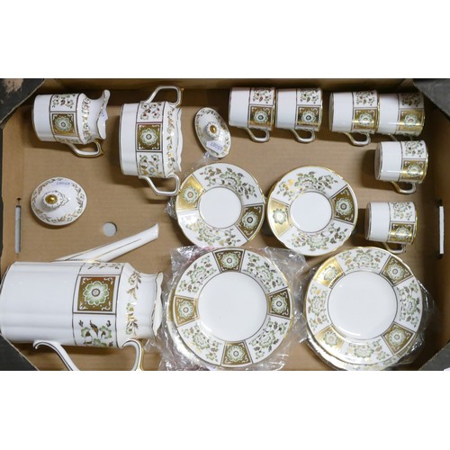 789 - Royal Crown Derby Green Derby Panel coffee service to include one coffee pot, six demitasse/espresso... 