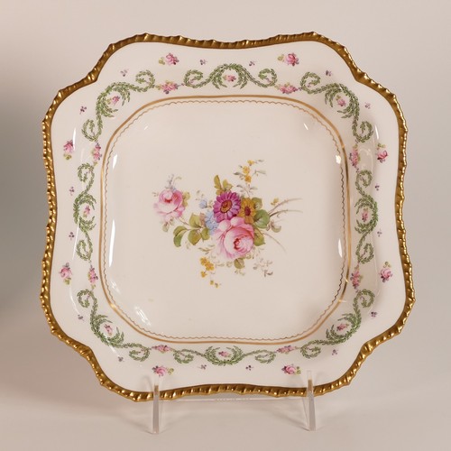 794 - Royal Crown Derby, four F Rains Dundee plates together with shaped square serving dish. Diameter of ... 