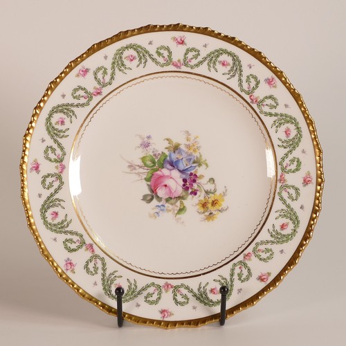 794 - Royal Crown Derby, four F Rains Dundee plates together with shaped square serving dish. Diameter of ... 