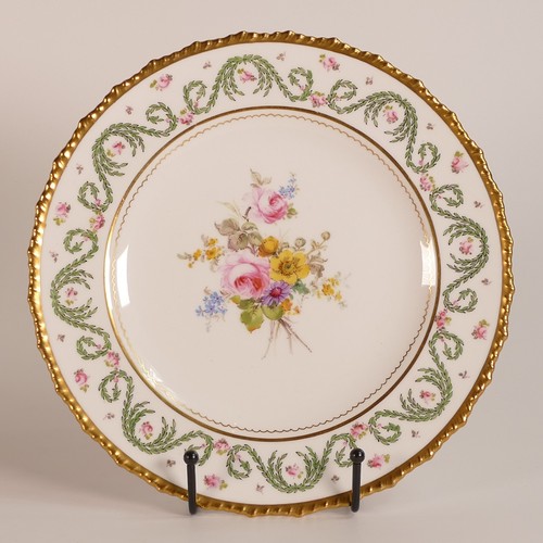 794 - Royal Crown Derby, four F Rains Dundee plates together with shaped square serving dish. Diameter of ... 