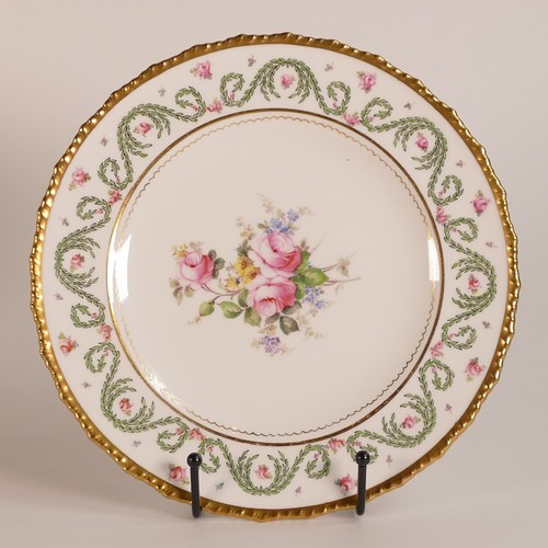 794 - Royal Crown Derby, four F Rains Dundee plates together with shaped square serving dish. Diameter of ... 