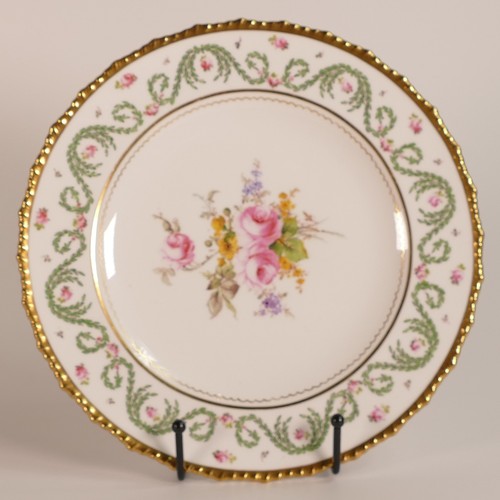 794 - Royal Crown Derby, four F Rains Dundee plates together with shaped square serving dish. Diameter of ... 