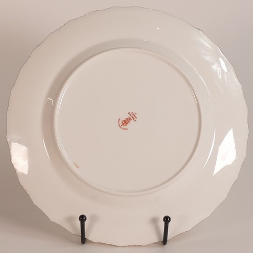 794 - Royal Crown Derby, four F Rains Dundee plates together with shaped square serving dish. Diameter of ... 