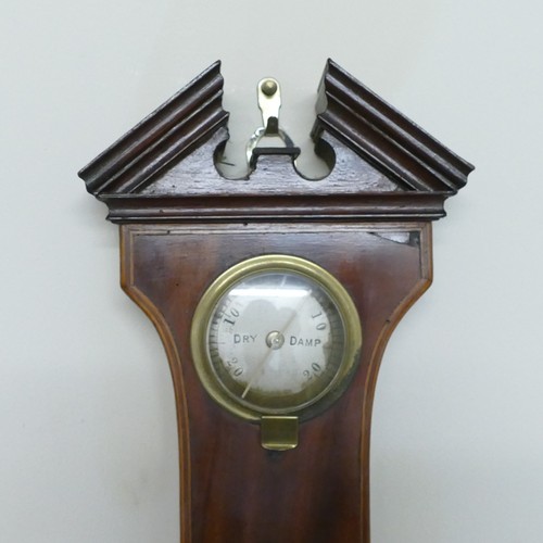 806 - P. Riva of Glasgow, 19th century Mahogany barometer with shell inlay and silvered dial. Height: 98cm