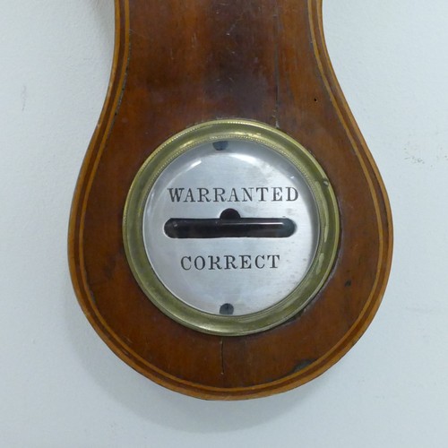 806 - P. Riva of Glasgow, 19th century Mahogany barometer with shell inlay and silvered dial. Height: 98cm