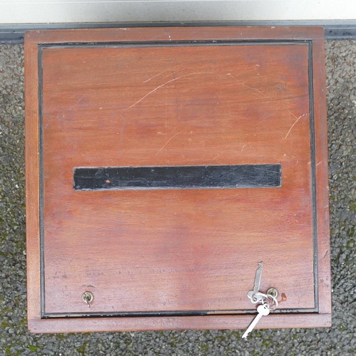 808 - Early 20th century Ballot box. Locking front door. Keys present. Height: 45cm