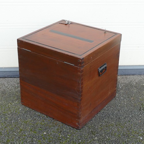 808 - Early 20th century Ballot box. Locking front door. Keys present. Height: 45cm