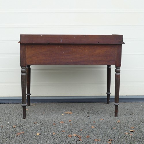 816 - Victorian Writing desk. Surrounding gallery on rectangular top with sloping edge, five drawers below... 