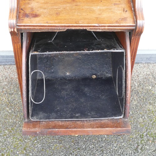 823 - Late Victorian Purdonium coal scuttle. Carved pediment and front panel. Fitted gilt metal handles to... 