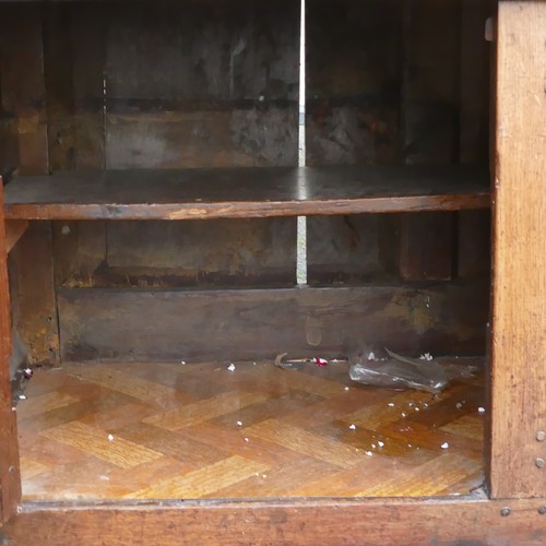 826 - Georgian large Oak dresser. Of panel construction with three upper drawers over two lower cupboards.... 