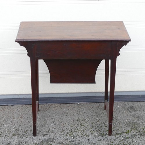 830 - Victorian Work / Sewing table. Rectangular form with central drawer and brass pull handle and shaped... 