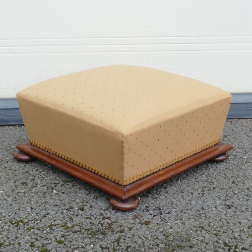 834 - Georgian Sarcophagus / Pyramid footstool. On four bun feet. Modern re-upholstery. Height: 19cm